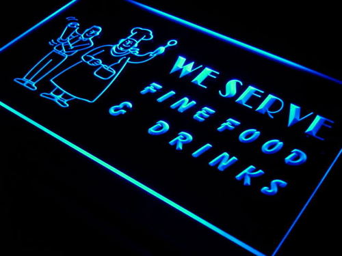 Fine Food Drinks Cafe LED Neon Light Sign